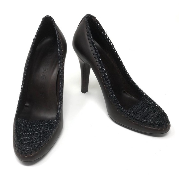 Burberry Women Burberry Brown Pumps Woven Stiletto Heels 39.5